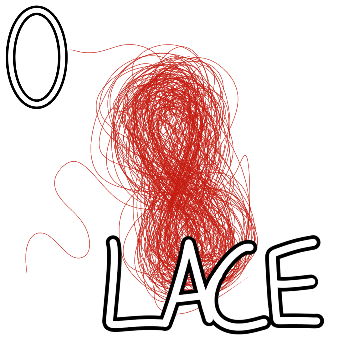  A skien of ultra-thin, red yarn. Black and white text reads "0" and "Lace" 